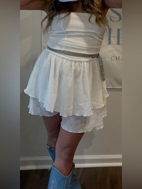 Tube Ruched Ruffle Mini Dress